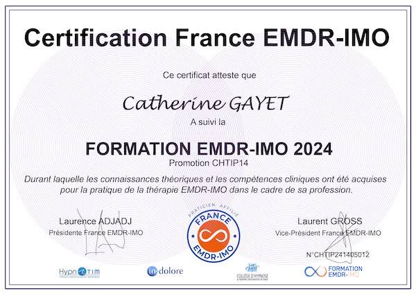 Certification EMDR IMO Catherine GAYET